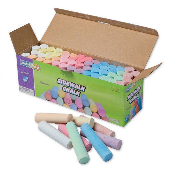 Sidewalk Chalk, Assorted Colors, 4in, 52 Pieces, PK2